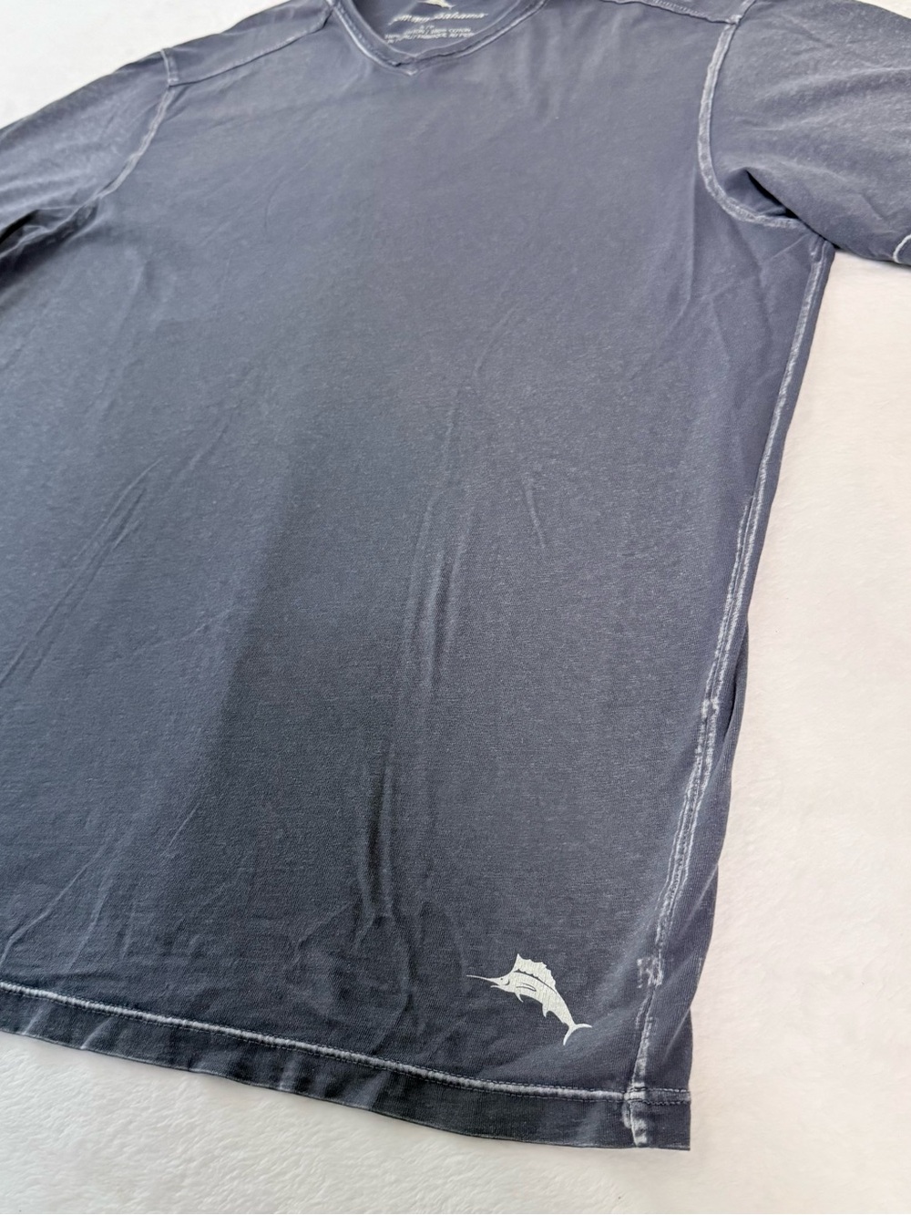 Tommy Bahama Gray Short-Sleeve Crew 100% Cotton Peru Marlin Logo